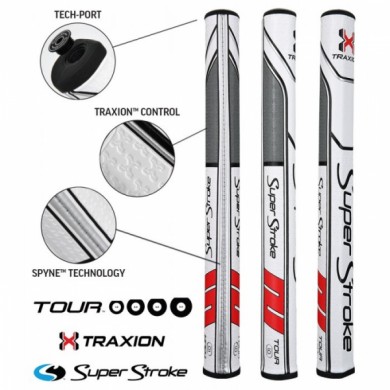 Super Stroke putter grip Traxion Tour Series 1.0 White/Red/Grey