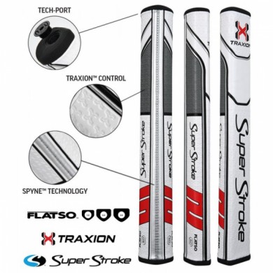 Super Stroke putter grip Traxion Flatso 3.0 White/Red/Grey
