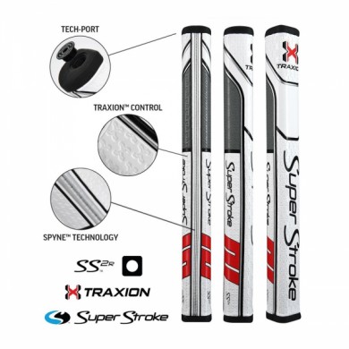 Super Stroke putter grip Traxion Flatso SS2 White/Red/Grey
