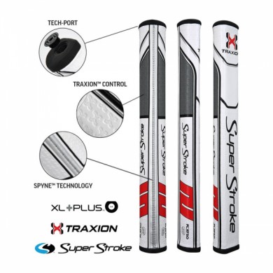 Super Stroke putter grip Traxion XL Plus Series Flatso XL+ 2.0 White/Red/Grey