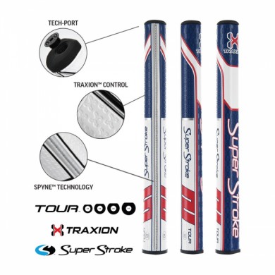 Super Stroke putter grip Traxion Tour Series 1.0 Red/White/Blue