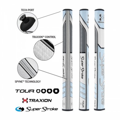 Super Stroke putter grip Traxion Tour Series 1.0 Tiffany/Grey/White