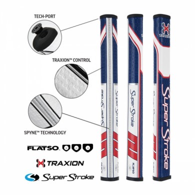 Super Stroke putter grip Traxion Flatso 1.0 Red/White/Blue