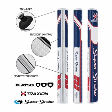 Super Stroke putter grip Traxion Flatso 2.0 Red/White/Blue