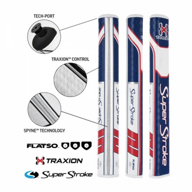 Super Stroke putter grip Traxion Flatso 3.0 Red/White/Blue