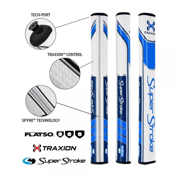 Super Stroke putter grip Traxion Flatso 1.0  White/Blue