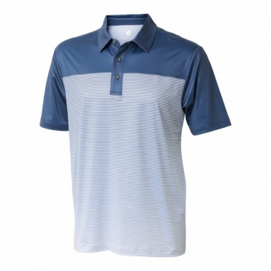 BACKTEE Mens Striped Polo, Ensign blue