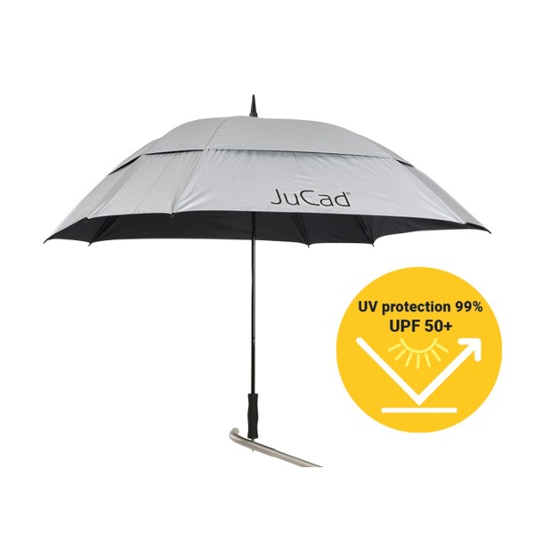 JuCad golfový deštník odolný proti větru s kolíkem, stříbrný (s UV ochranou)