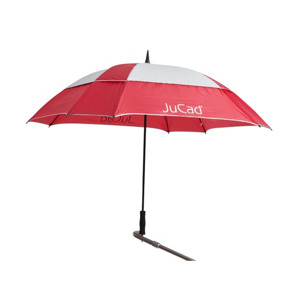 JuCad golfový deštník odolný proti větru s kolíkem. červeno/stříbnrý