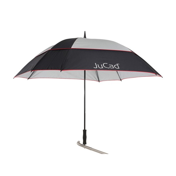 JuCad golfový deštník odolný proti větru s kolíkem, černo/stříbrný