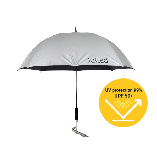 JuCad Teleskopický golfový deštník s kolíkem, stříbrný (s UV ochranou)
