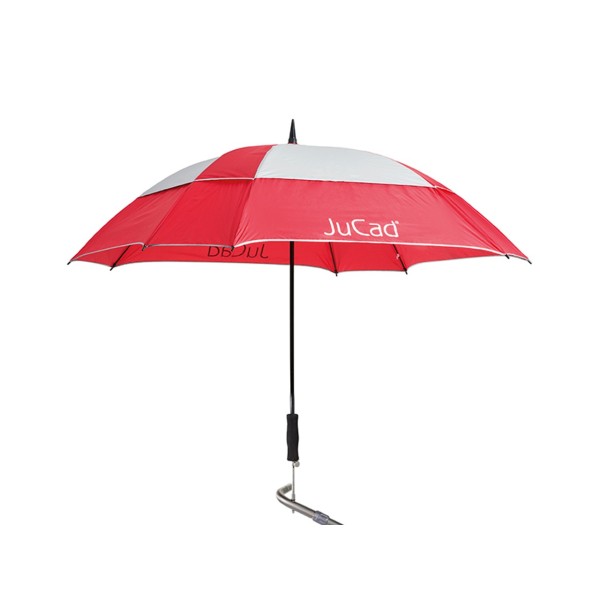 JuCad Teleskopický golfový deštník automatický s kolíkem, červeno/stříbrný