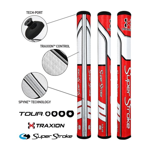 Super Stroke putter grip Traxion Tour Series 2.0 Red/White